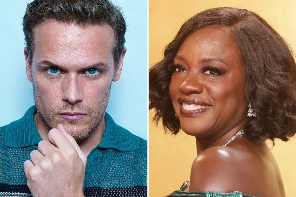Sam Heughan and Viola Davis in Deadline’s casting-announcement composite.