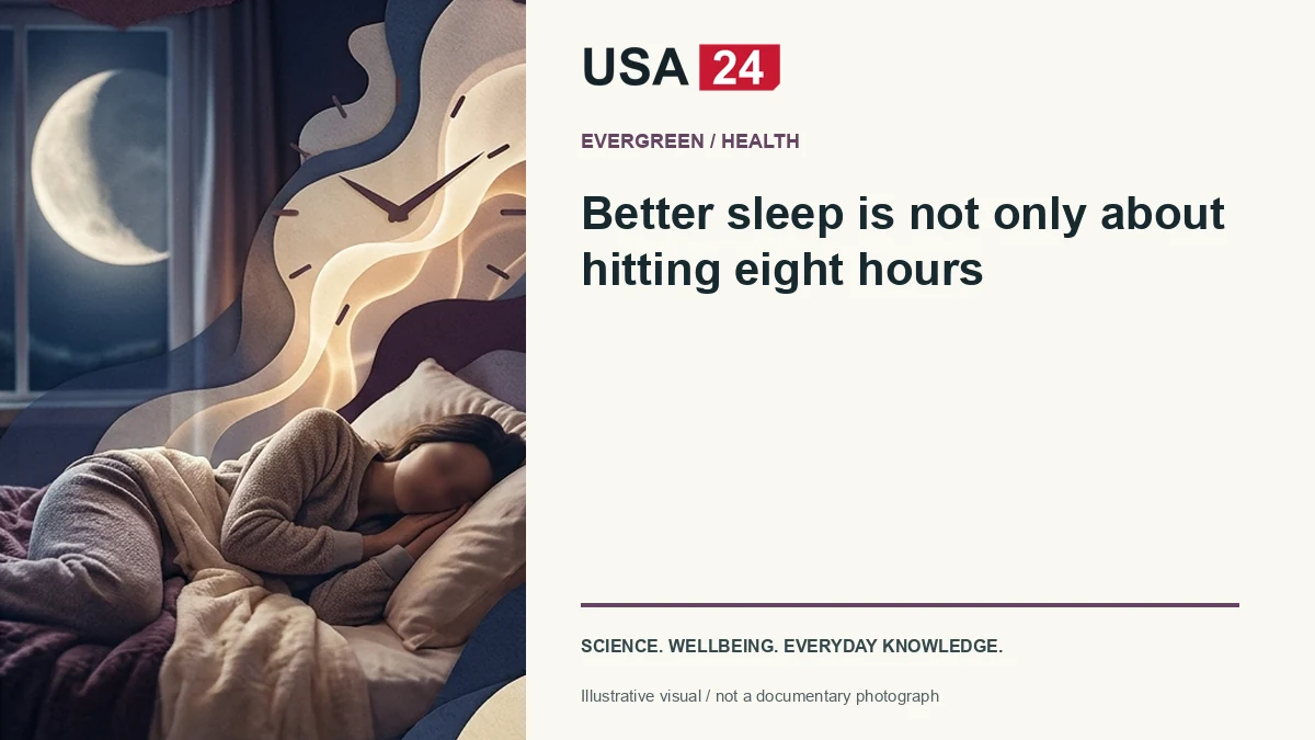 Better sleep is not only about hitting eight hours — conceptual editorial illustration