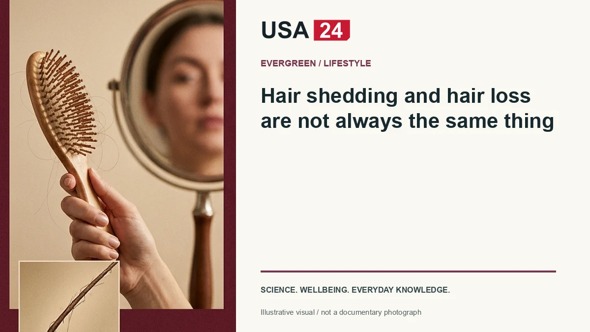 Hair shedding and hair loss are not always the same thing — conceptual editorial illustration