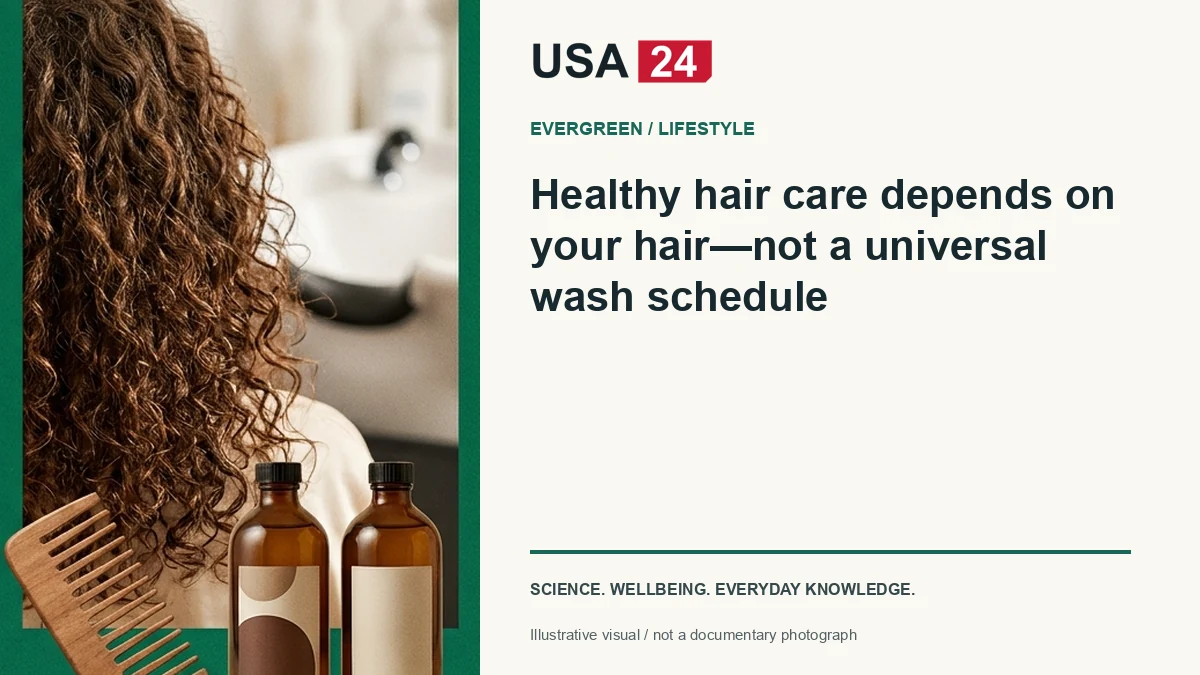 Healthy hair care depends on your hair—not a universal wash schedule — conceptual editorial illustration