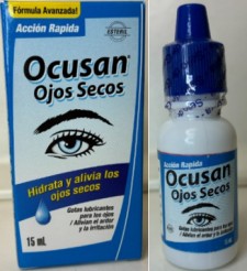 Counterfeit Ocusan Ojos Secos packaging identified in the FDA warning.