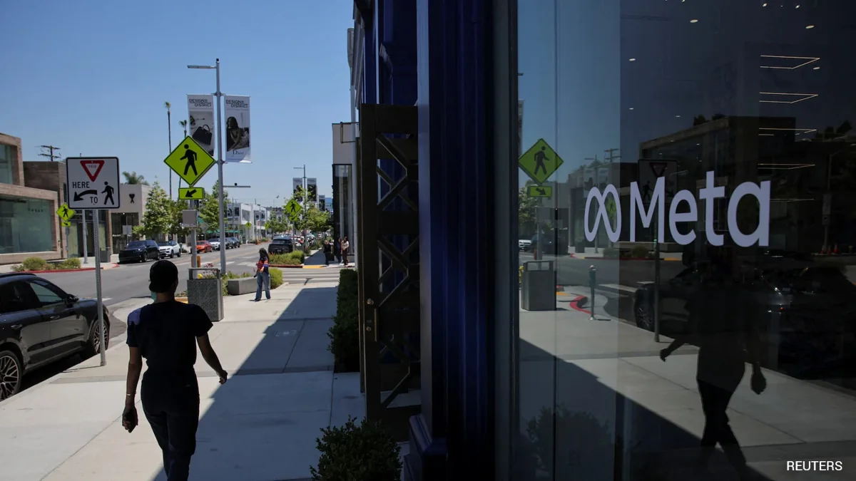 Meta signage in a Reuters photograph. No applicants or alleged child victims are depicted.